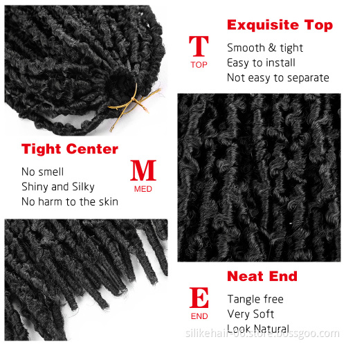 Butterfly Locs Crochet Hair Butterfly BobFaux Locs Crochet Braids Hair Black Messy Soft Butterfly locs 16inch  Distressed